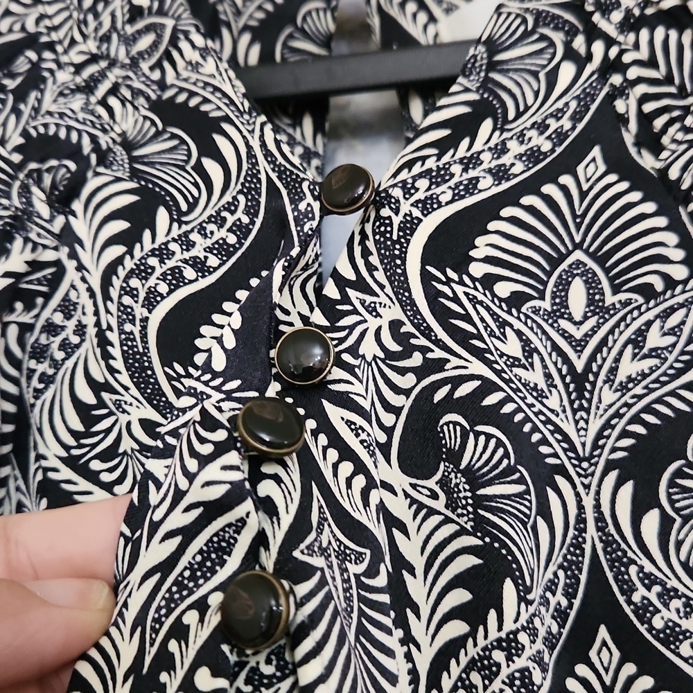 Anthropology Romper Size 4 Bohemian Lounge Paisley Fall Ruffle Sleeve - Picture 10 of 15